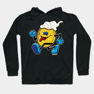 Happy Smiling Waffle Mascot strutting with Blueberries and whipped cream Hoodie